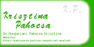 krisztina pahocsa business card